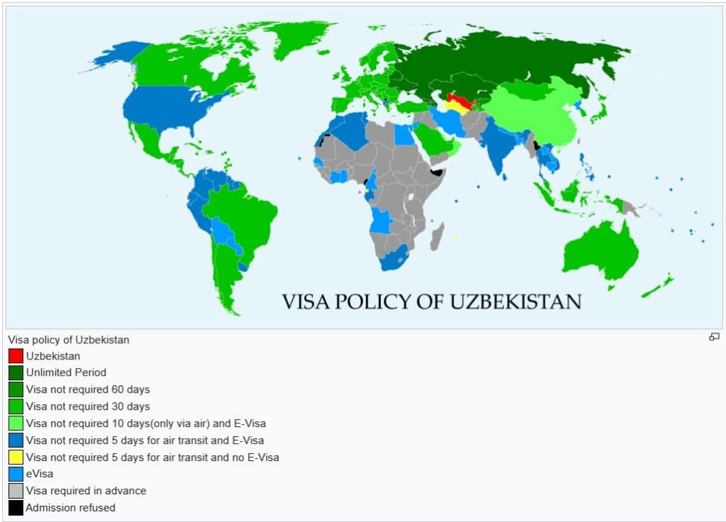 Map Visa for Uzbekistan 2025
